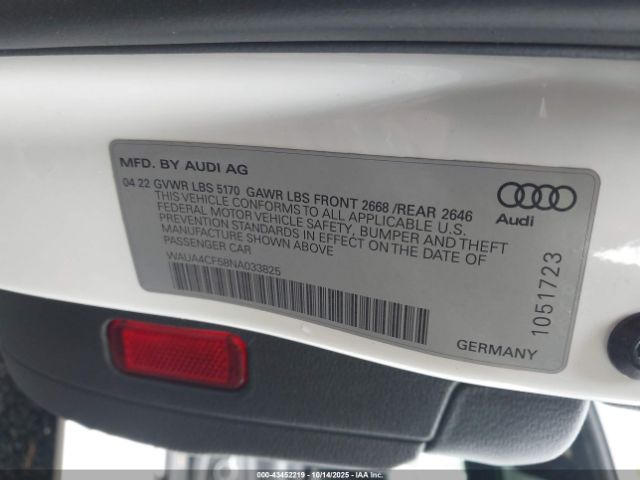 2022 AUDI S5 SPORTBACK WAUA4CF58NA033825 Photo 8