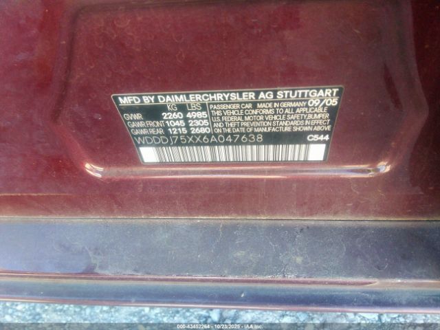 2006 MERCEDES-BENZ CLS 500 WDDDJ75XX6A047638 Photo 8