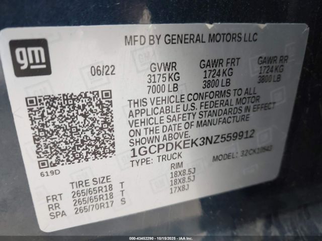 2022 CHEVROLET SILVERADO 1500 1GCPDKEK3NZ559912 Photo 8