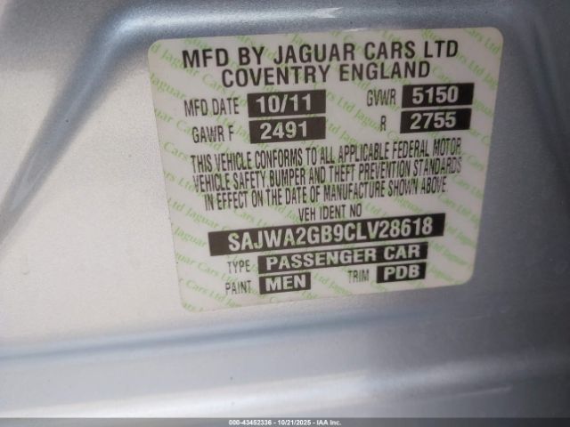 2012 JAGUAR XJ SAJWA2GB9CLV28618 Photo 8