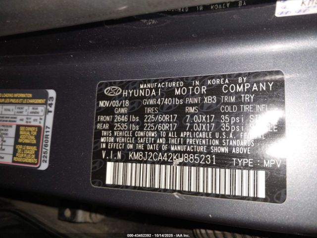 2019 HYUNDAI TUCSON KM8J2CA42KU885231 Photo 8