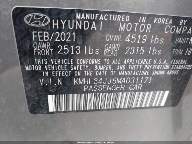 2021 HYUNDAI SONATA KMHL34JJ6MA031171 Photo 8
