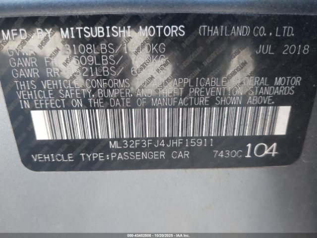 2018 MITSUBISHI MIRAGE G4 ML32F3FJ4JHF15911 Photo 8