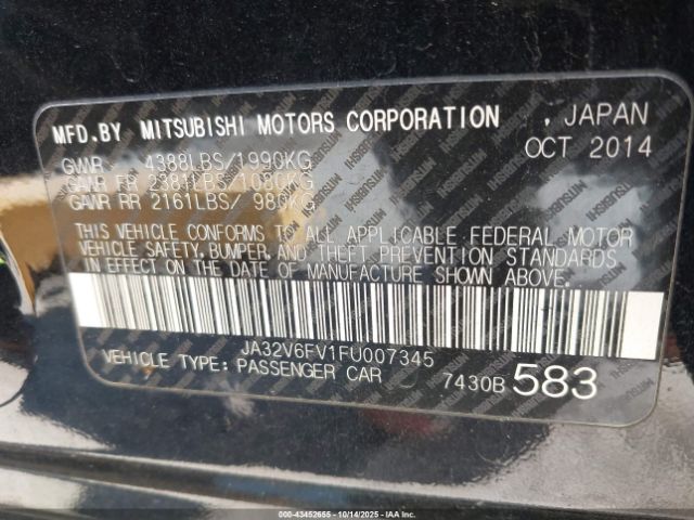 2015 MITSUBISHI LANCER JA32V6FV1FU007345 Photo 8