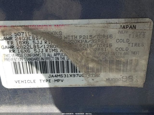 2007 MITSUBISHI OUTLANDER JA4MS31X97U014792 Photo 8