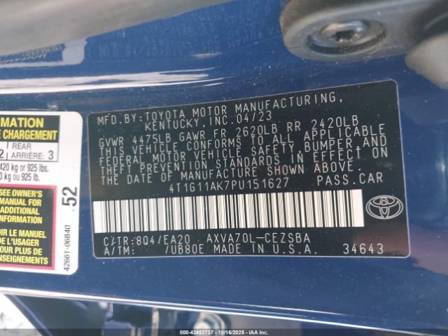 2023 TOYOTA CAMRY 4T1G11AK7PU151627 Photo 8