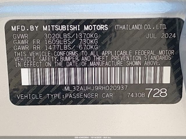 2024 MITSUBISHI MIRAGE ML32AUHJ9RH020937 Photo 8
