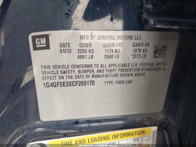 2012 BUICK LACROSSE 1G4GF5E3XCF269178 Photo 8