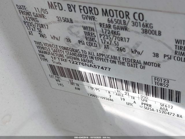 2006 FORD F-150 1FTRF12276NA57477 Photo 8