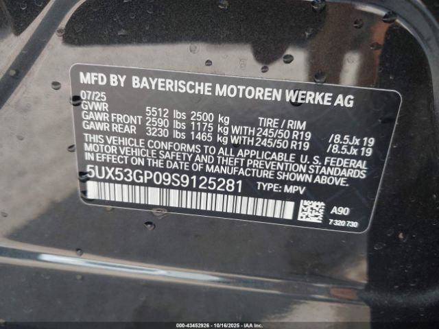 2025 BMW X3 5UX53GP09S9125281 Photo 8