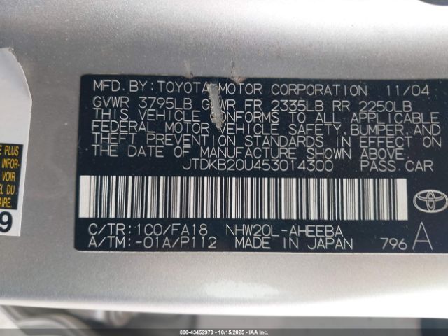 2005 TOYOTA PRIUS JTDKB20U453014300 Photo 8