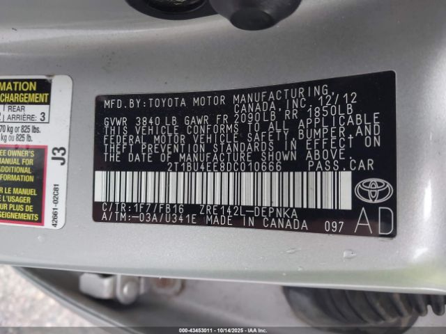 2013 TOYOTA COROLLA 2T1BU4EE8DC010666 Photo 8