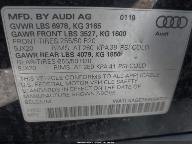 2019 AUDI E-TRON WA1LAAGE7KB004727 Photo 8