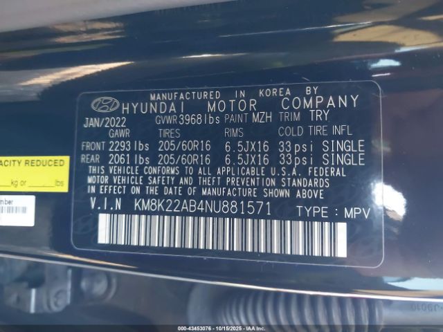 2022 HYUNDAI KONA KM8K22AB4NU881571 Photo 8