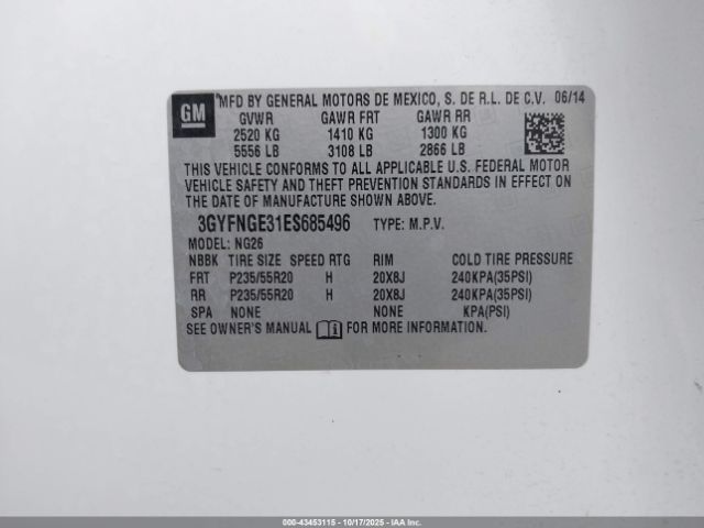 2014 CADILLAC SRX 3GYFNGE31ES685496 Photo 8