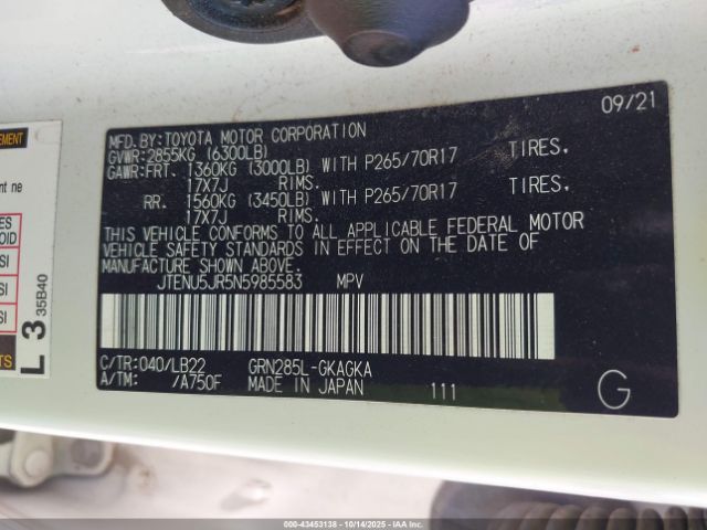 2022 TOYOTA 4RUNNER JTENU5JR5N5985583 Photo 8