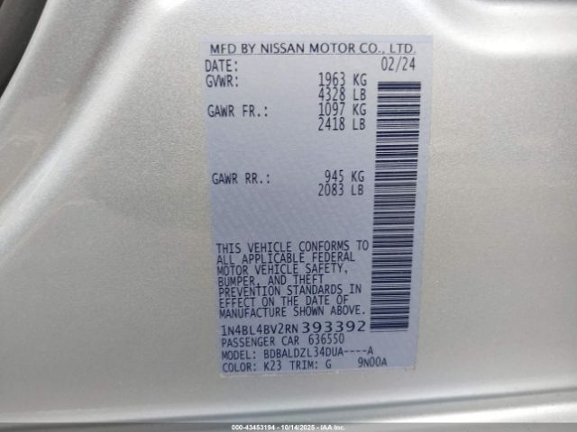 2024 NISSAN ALTIMA 1N4BL4BV2RN393392 Photo 8