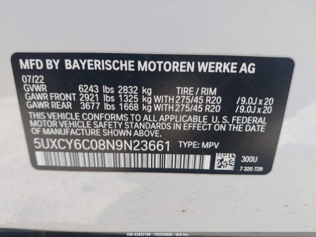 2022 BMW X6 5UXCY6C08N9N23661 Photo 8