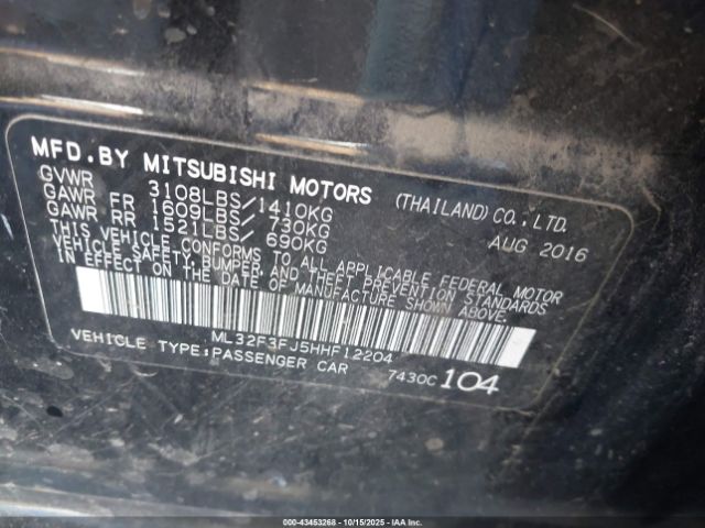 2017 MITSUBISHI MIRAGE G4 ML32F3FJ5HHF12204 Photo 8