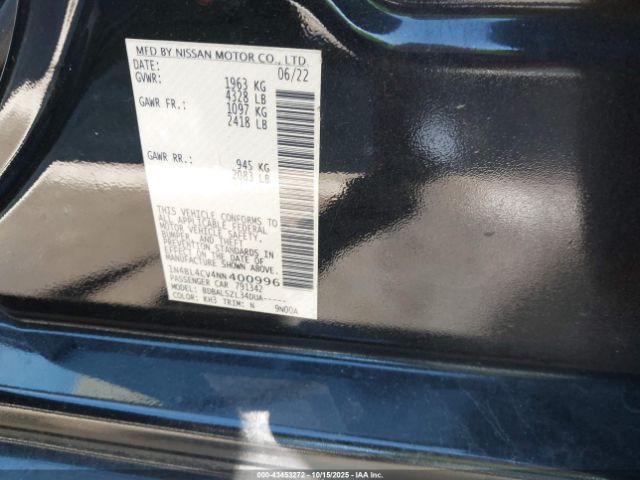 2022 NISSAN ALTIMA 1N4BL4CV4NN400996 Photo 8