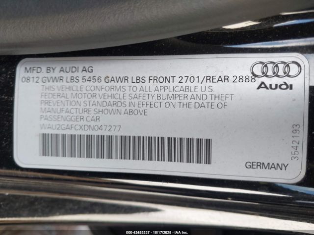 2013 AUDI A7 WAU2GAFCXDN047277 Photo 8
