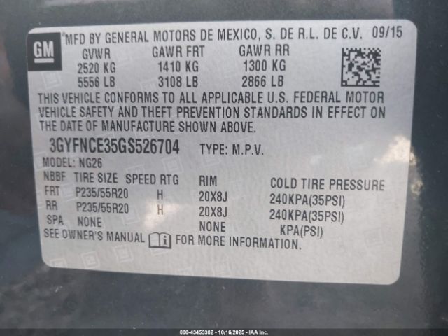 2016 CADILLAC SRX 3GYFNCE35GS526704 Photo 8