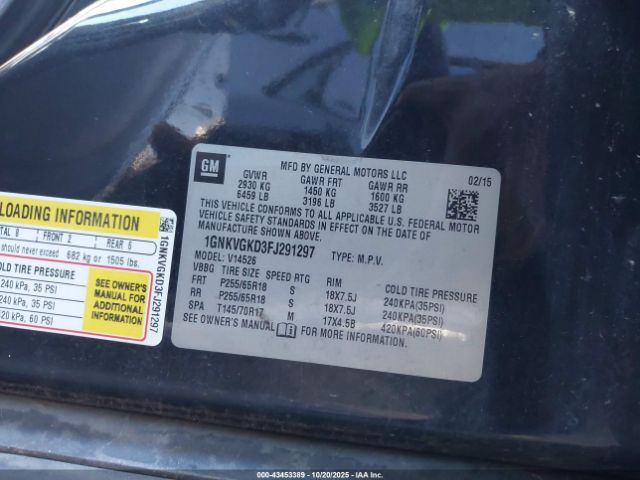 2015 CHEVROLET TRAVERSE 1GNKVGKD3FJ291297 Photo 8