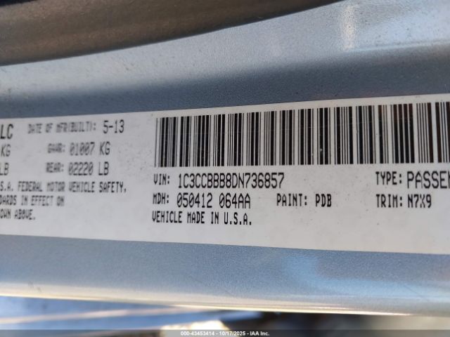 2013 CHRYSLER 200 1C3CCBBB8DN736857 Photo 8