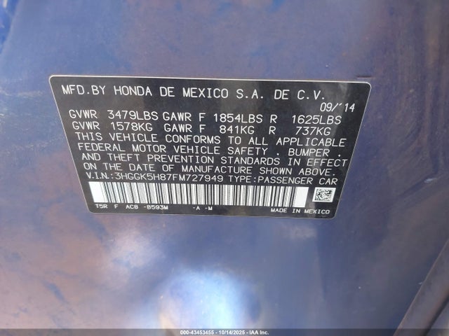 3HGGK5H87FM727949 Honda Fit Ex/ex-l