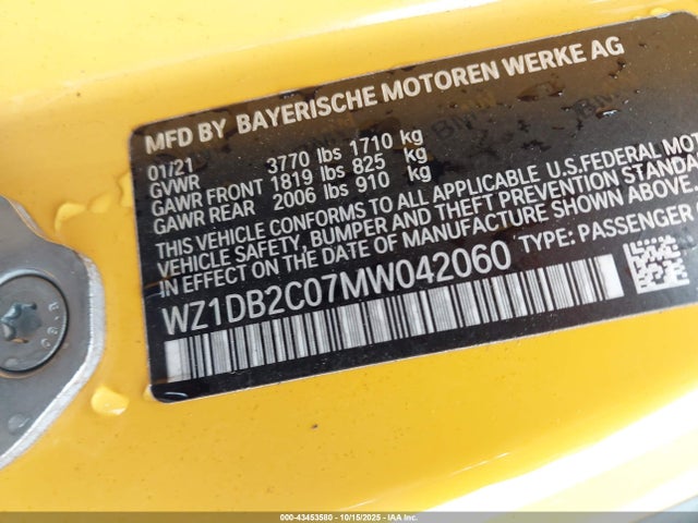 2021 TOYOTA GR SUPRA WZ1DB2C07MW042060 Photo 8