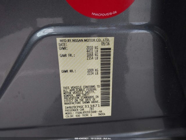 1N4BZ0CPXGC313871 Nissan 2016