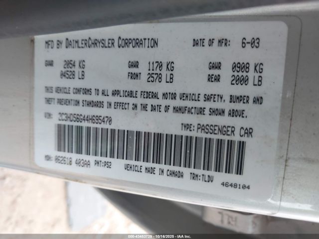 2004 CHRYSLER CONCORDE 2C3HD56G44H695470 Photo 8