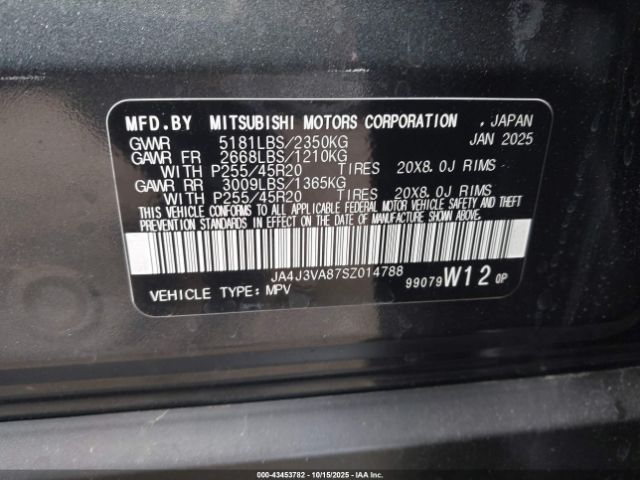 2025 MITSUBISHI OUTLANDER JA4J3VA87SZ014788 Photo 8