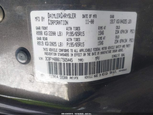 2001 CHRYSLER PT CRUISER 3C8FY4BB61T565445 Photo 8