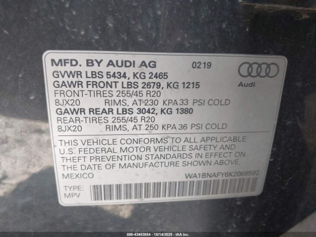 2019 AUDI Q5 WA1BNAFY6K2068592 Photo 8