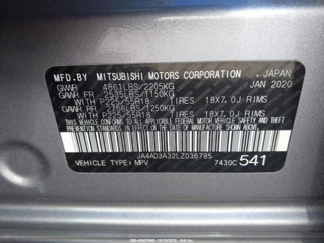 2020 MITSUBISHI OUTLANDER JA4AD3A32LZ036785 Photo 8