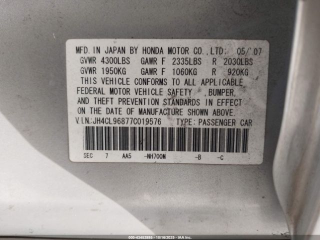 2007 ACURA TSX JH4CL96877C019576 Photo 8