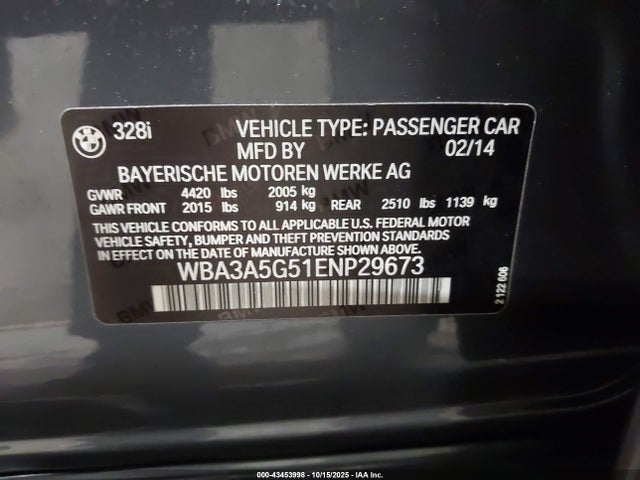 2014 BMW 328I WBA3A5G51ENP29673 Photo 8