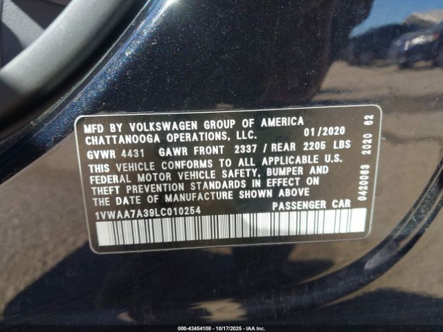 2020 VOLKSWAGEN PASSAT 1VWAA7A39LC010254 Photo 8