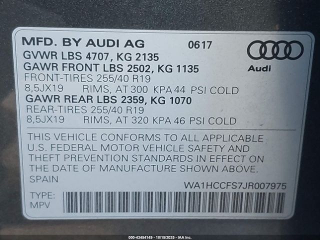 2018 AUDI Q3 WA1HCCFS7JR007975 Photo 8