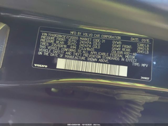 2015 VOLVO XC60 YV4902RK5F2720055 Photo 8