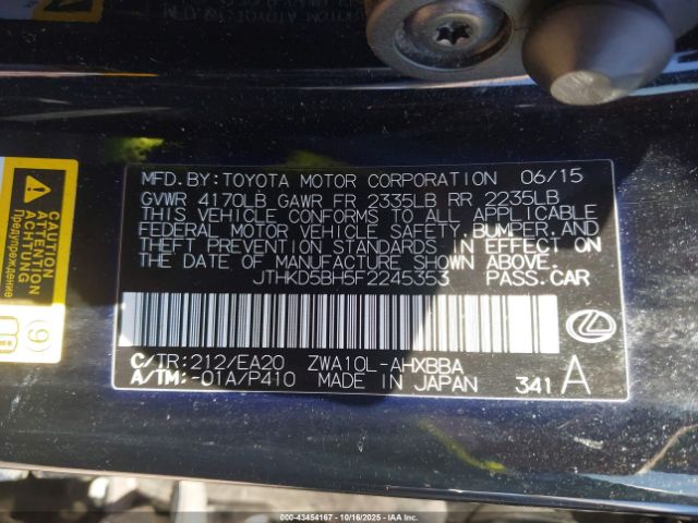 2015 LEXUS CT 200H JTHKD5BH5F2245353 Photo 8