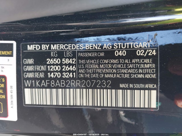 2024 MERCEDES-BENZ AMG C 63 W1KAF8AB2RR207232 Photo 8
