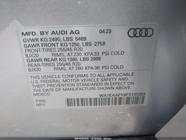 2023 AUDI Q5 WA1EAAFY6P2137393 Photo 8