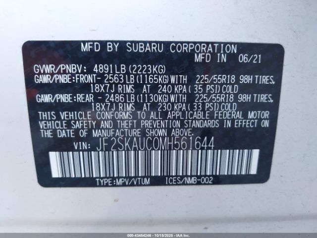 2021 SUBARU FORESTER JF2SKAUC0MH561644 Photo 8