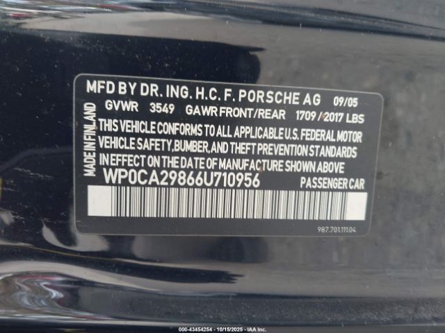 2006 PORSCHE BOXSTER WP0CA29866U710956 Photo 8