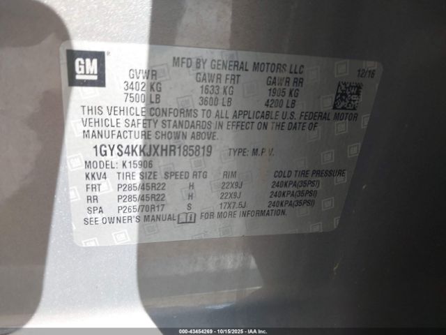 2017 CADILLAC ESCALADE ESV 1GYS4KKJXHR185819 Photo 8