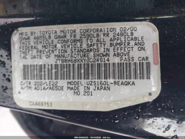 2000 LEXUS GS 400 JT8BH68XXY0024614 Photo 8