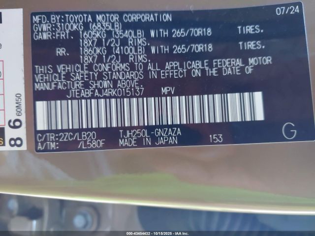 2024 TOYOTA LAND CRUISER JTEABFAJ4RK015137 Photo 8