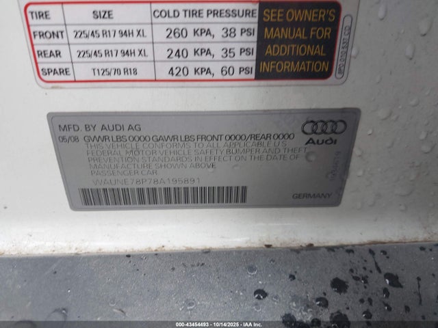 2008 AUDI A3 WAUNE78P78A195891 Photo 8